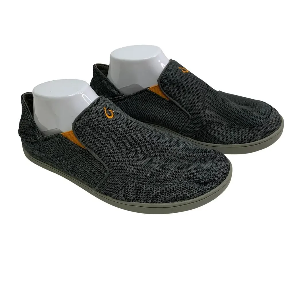 OluKai Mens 8.5 Nohea Mesh Sneakers Lace Up Slip On Comfort Shoes Gray Orange